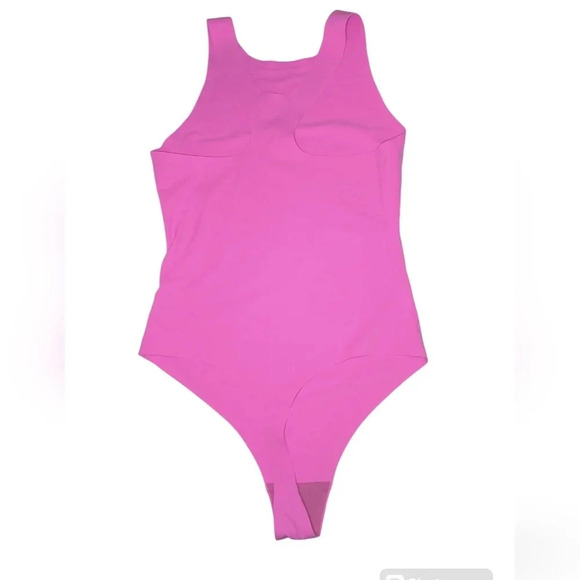Smoothez by Aerie Hot Pink Barbie Core Racerback Thong Bodysuit, M - Picture 2 of 6